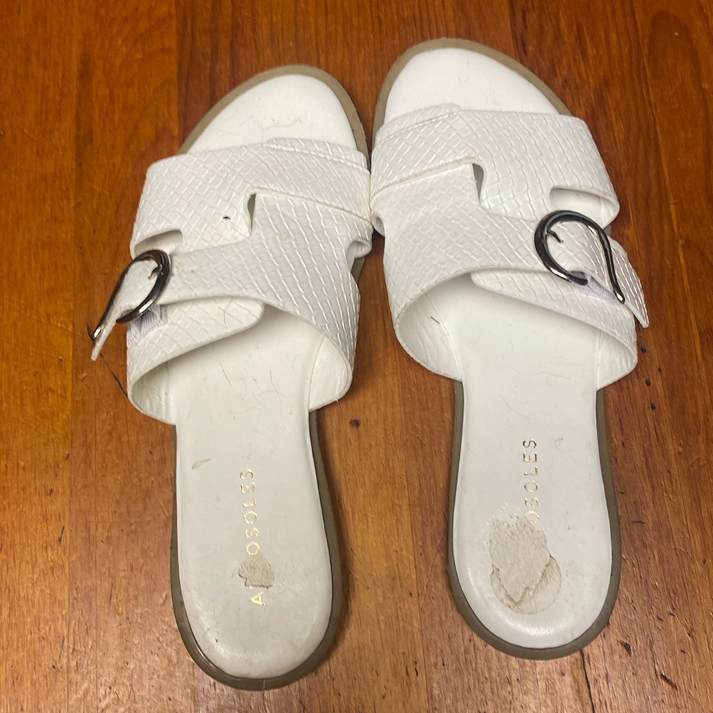 AEROSOLES White Slide Sandals